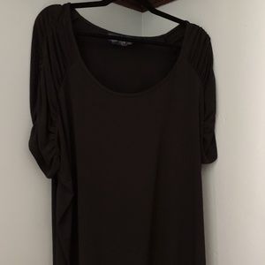 Ruched Sleeves Black Susan Graver Top